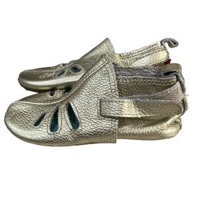 Zutano 24m Gold Genuine Leather Toddler Moccasin Shoes